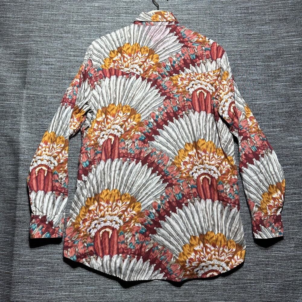 Roper Shirt Men's Large Red Floral Western Rdeo Long Sleeve Button Up Vintage - Picture 12 of 14
